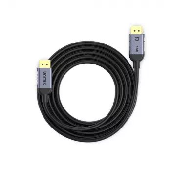 DisplayPort kabelis Unitek C1626GY01-1.5M — 1,5 m, DisplayPort 2.1, Vyriškas-Vyriškas, 360 Hz, 15360×8640, Pilka