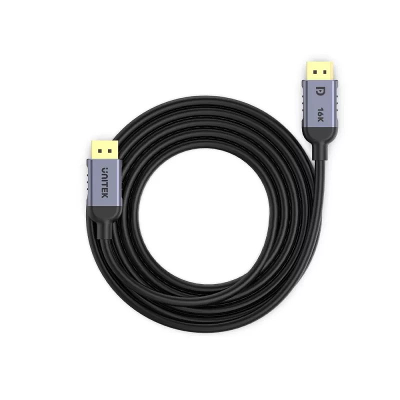 DisplayPort kabelis Unitek C1626GY01-1.5M — 1,5 m, DisplayPort 2.1, Vyriškas-Vyriškas, 360 Hz, 15360×8640, Pilka
