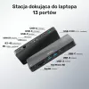 Dokingo stotelės UNITEK D1079A USB4 laidinė juoda 100W maitinimo tiekimas