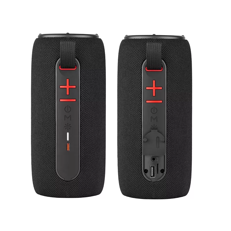 Nešiojama stereofoninė kolonėlė TRACER Stripe Juoda — 10 W RMS, Bluetooth/laidinis, USB-A ir USB-C, MicroSD, įmontuota baterija (iki 5 val.)