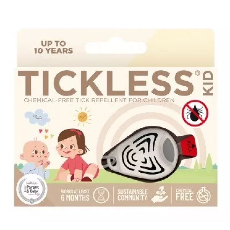 Ultragarsinis erkių atbaidytuvas naminiams gyvūnams TICKLESS PRO-104BE — nešiojamas, maitinamas baterijomis, atsparus vandeniui, 1,5 m veikimo nuotolis, smėlio spalvos