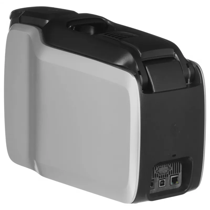 Plastikinių kortelių spausdintuvas Zebra ZC300 — dažų sublimacija/terminis perkėlimas, 300x300 DPI, LCD, 100 lapų įvestis, Ethernet, sidabrinė/juoda