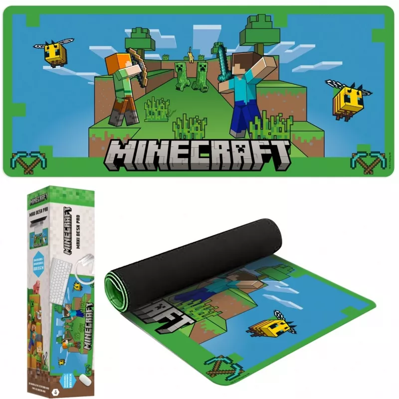Pelės kilimėlis Kids Euroswan 80x30 cm Minecraft — didelis stalo kilimėlis pelei ir klaviatūrai