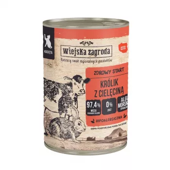 WIEJSKA ZAGRODA Triušiena su veršiena kačiukams - šlapias kačių maistas - 400g