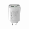 CANYON pakrovėjas OnCharge 65RC su įmontuotu USB-C kabeliu 65W, 1x PD, 1x QC, EU kištukas, Baltas
