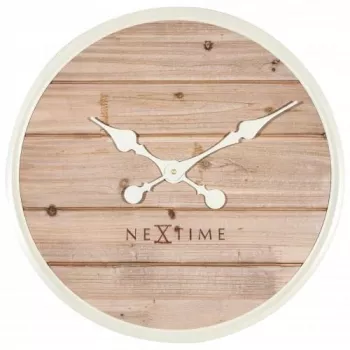 NeXtime klok 3134wi Plank, Ø50 cm, Sieninis, Baltas