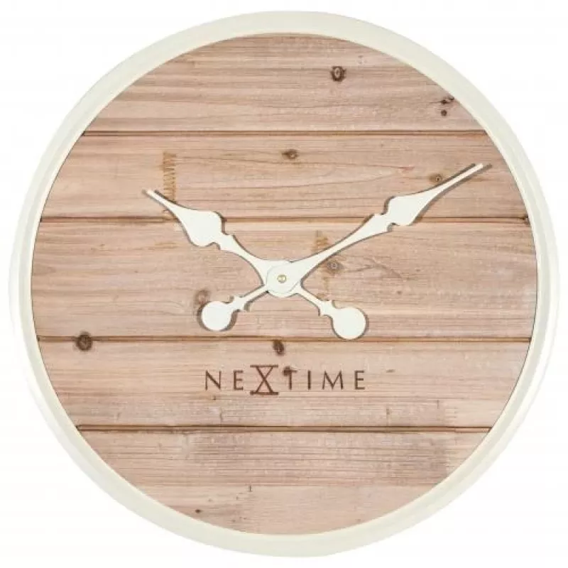NeXtime klok 3134wi Plank, Ø50 cm, Sieninis, Baltas