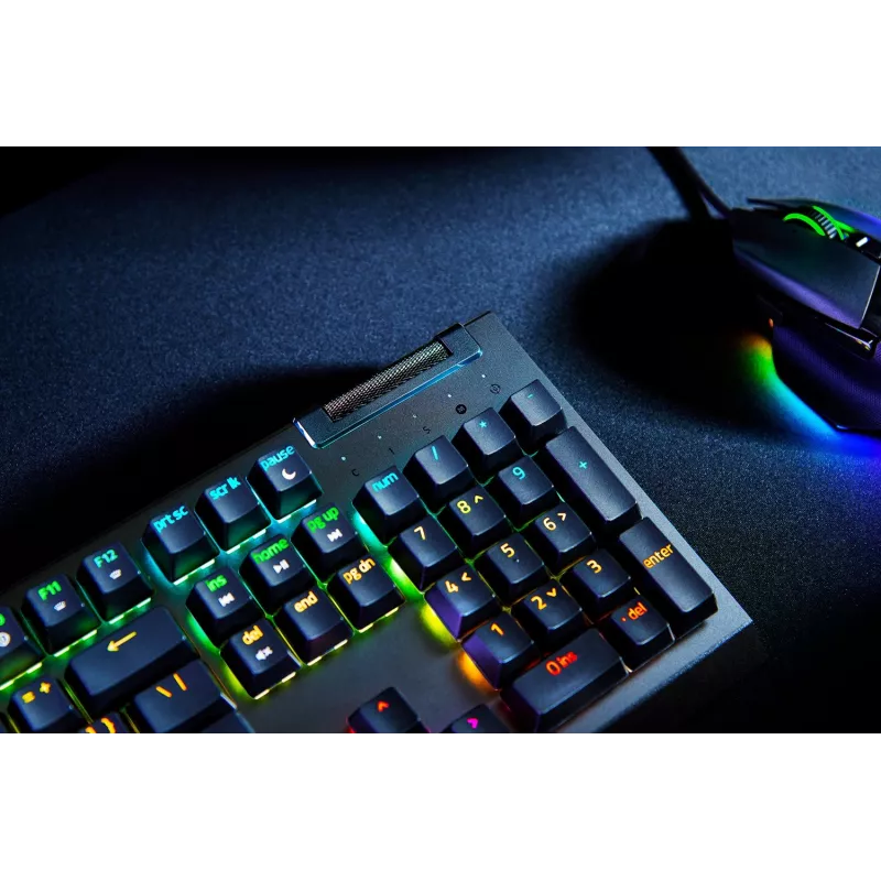Razer BlackWidow V4 X mechaninė žaidimų klaviatūra, geltoni jungikliai, JAV išdėstymas, laidinė, juoda Razer