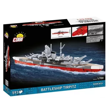 Konstruktorius Cobi Battleship Tirpitz modelis su 593 dalimis, mastelis ir demonstravimo ypatybės