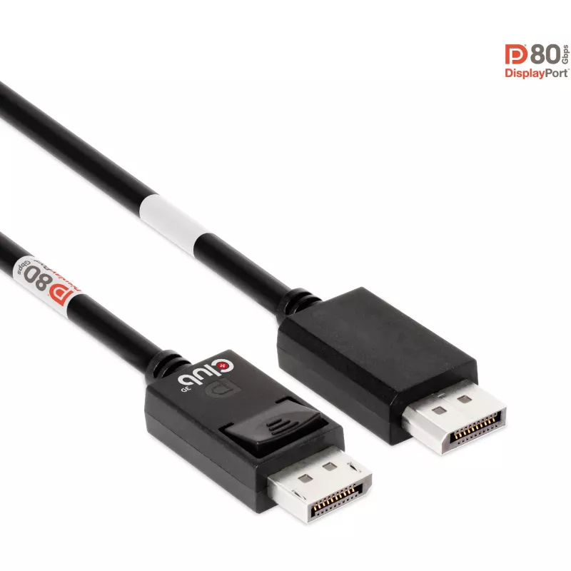 CLUB3D DisplayPort 2.1 dvikryptis VESA DP80 sertifikuotas laidas 4K240Hz, 8K60Hz arba 10K30Hz M/M 1,2 m / 3,94 pėd.