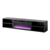 TV spintelė Cama Meble POLO 180x33x39 cm su elektriniu židiniu 1400–1600 W, juoda, 2 lentynos, laminatas