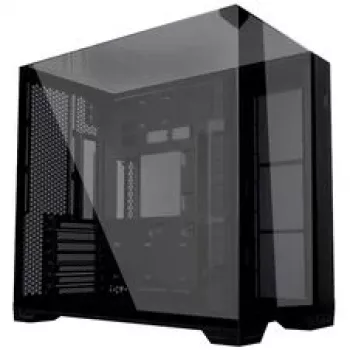 Lian Li O11 Vision Compact PC korpuso komplektas + 3x UNI FAN SL-INF 120 Reverse Blade ventiliatorius – juodas