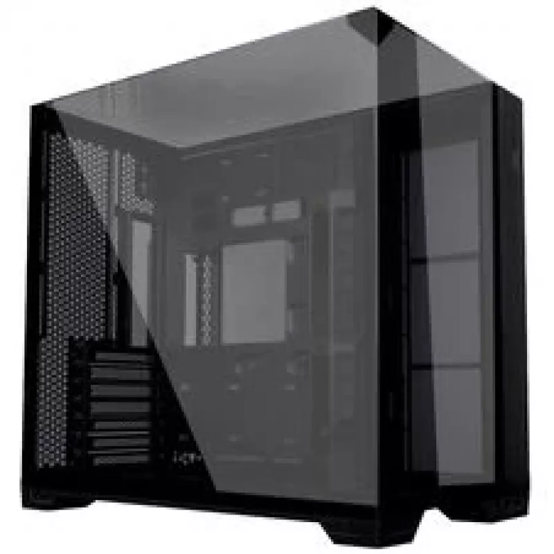 Lian Li O11 Vision Compact PC korpuso komplektas + 3x UNI FAN SL-INF 120 Reverse Blade ventiliatorius – juodas