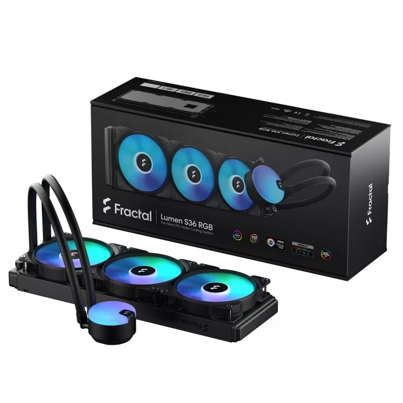 Fractal Design Lumen S36 v2 RGB procesoriaus aušintuvas „viskas viename“ skysčio 12 cm juodas 1 vnt.