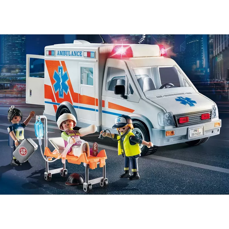 Žaislinis greitosios pagalbos automobilis PLAYMOBIL 71232 — įvairiaspalvis, skirtas 4–10 metų, AAA baterija