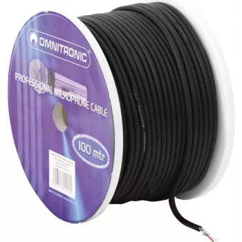 Mikrofono kabelis Omnitronic 2x0.22 mm² 100 m Juoda