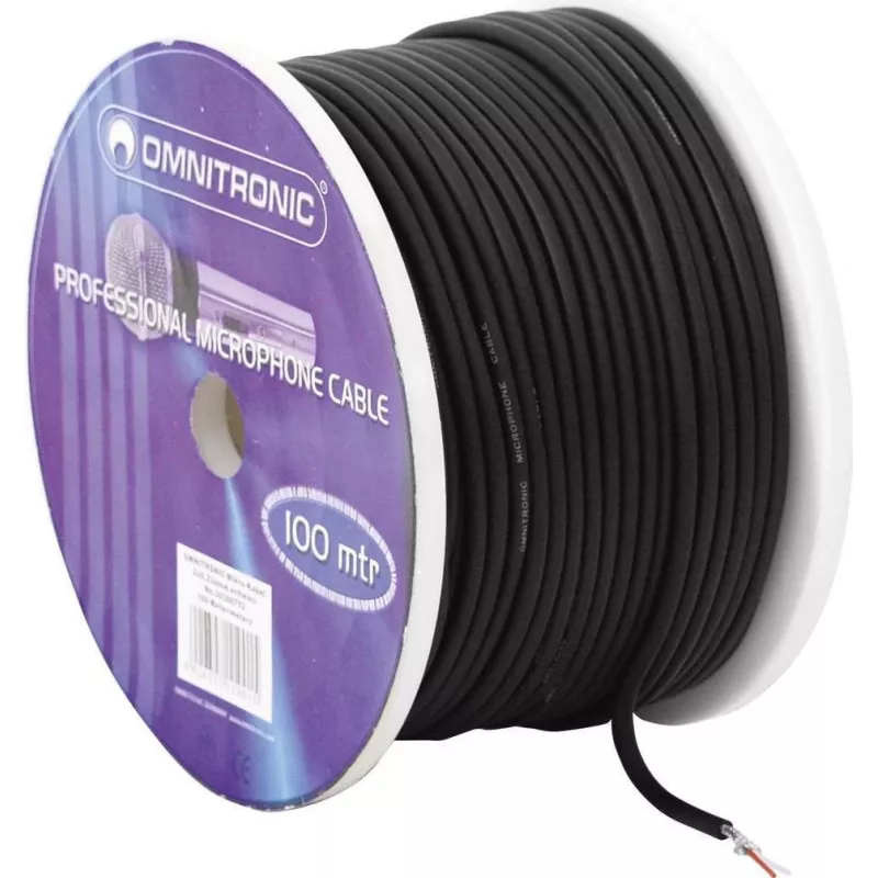Mikrofono kabelis Omnitronic 2x0.22 mm² 100 m Juoda