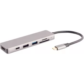 Nešiojamojo kompiuterio dokas S/CONN 14-05027 laidinis USB 3.2 Gen 1 Type-C pilkas