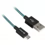 USB 2.0 kabelis, USB-A kištukas > Micro-USB kištukas (juoda/šviesiai mėlyna, 1 metras, pintas)