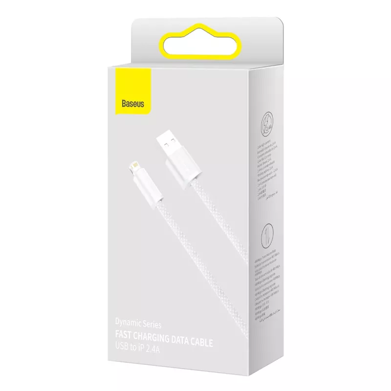 Baseus Dynamic laidas USB į Lightning, 2,4 A, 2 m (baltas)