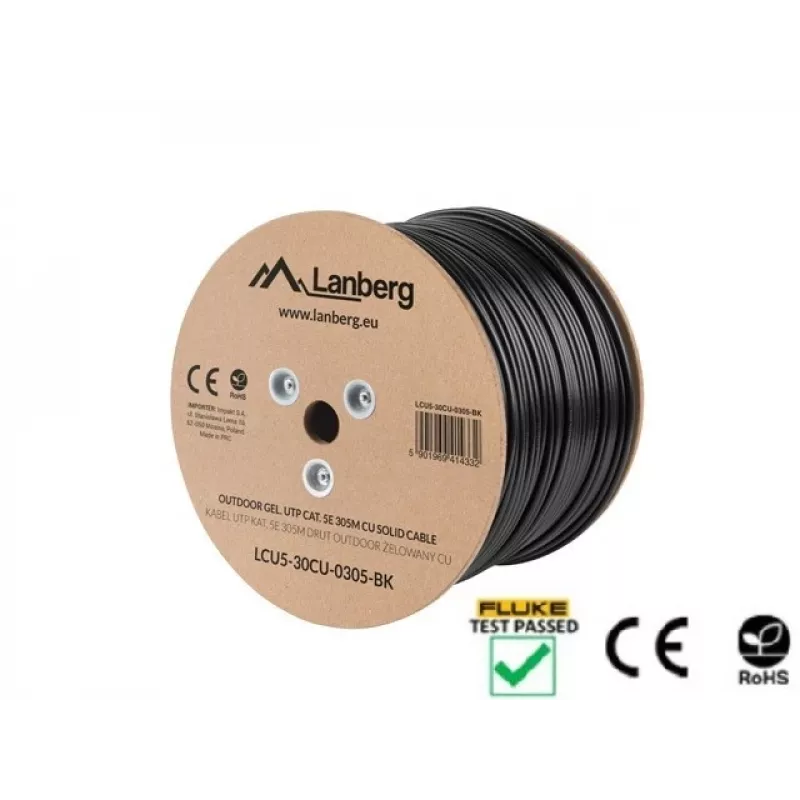 Lanberg LCU5-30CU-0305-BK tinklo kabelis 305 m Cat5e U/UTP (UTP) juodas (LCU5-30CU-0305-BK)
