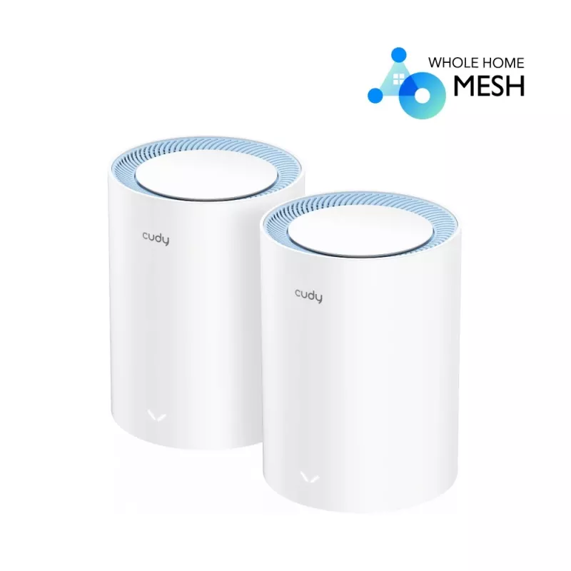 Tinklinio tinklo sistema Cudy M1200 2 vnt. rinkinys — Dviejų juostų Wi‑Fi 5 (300/867 Mbps), 2 įrenginiai, 1x LAN prievadas, palaiko 100 įrenginių