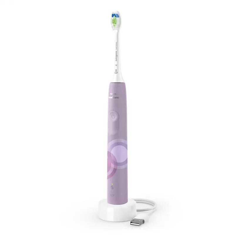 Soninis elektrinis dantų šepetėlis Philips 4100 Series HX3689/44 — įmontuota ličio jonų baterija, 1 rankena, 1 šepetėlio galvutė, kasdienės priežiūros režimas, alyvinis
