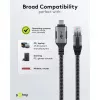 Ethernet kabelis USB-C 3.2 Gen2 kištukas > RJ-45 kištukas (juoda/sidabrinė, 5 metrai, pintas tekstilinis apvalkalas)