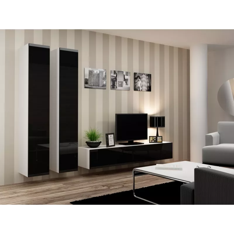 Cama uždara Spintelė VIGO '180' 180/40/30 baltas/juodas blizgus