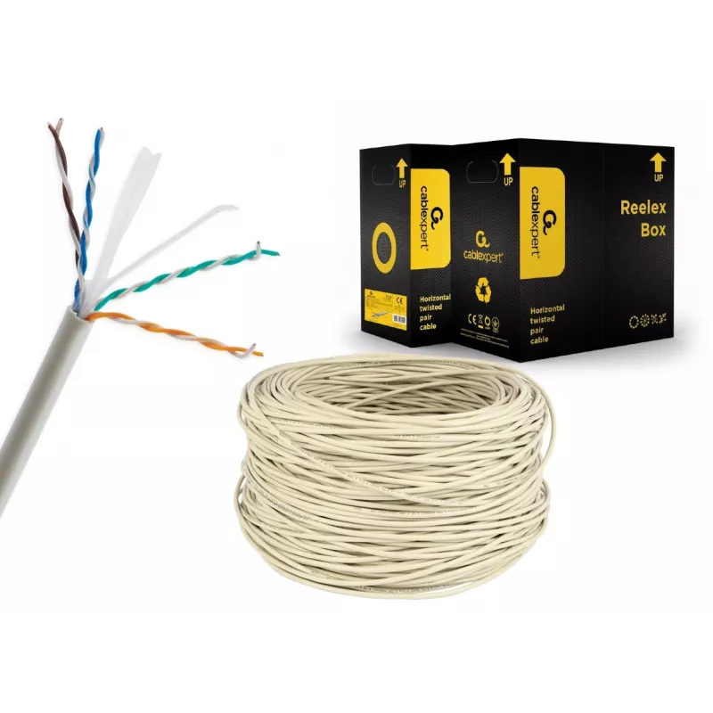 Tinklo kabelis Gembird UPC-6004SE-SOL Cat6 RJ-45 ant ritės, 100 m, pilkas