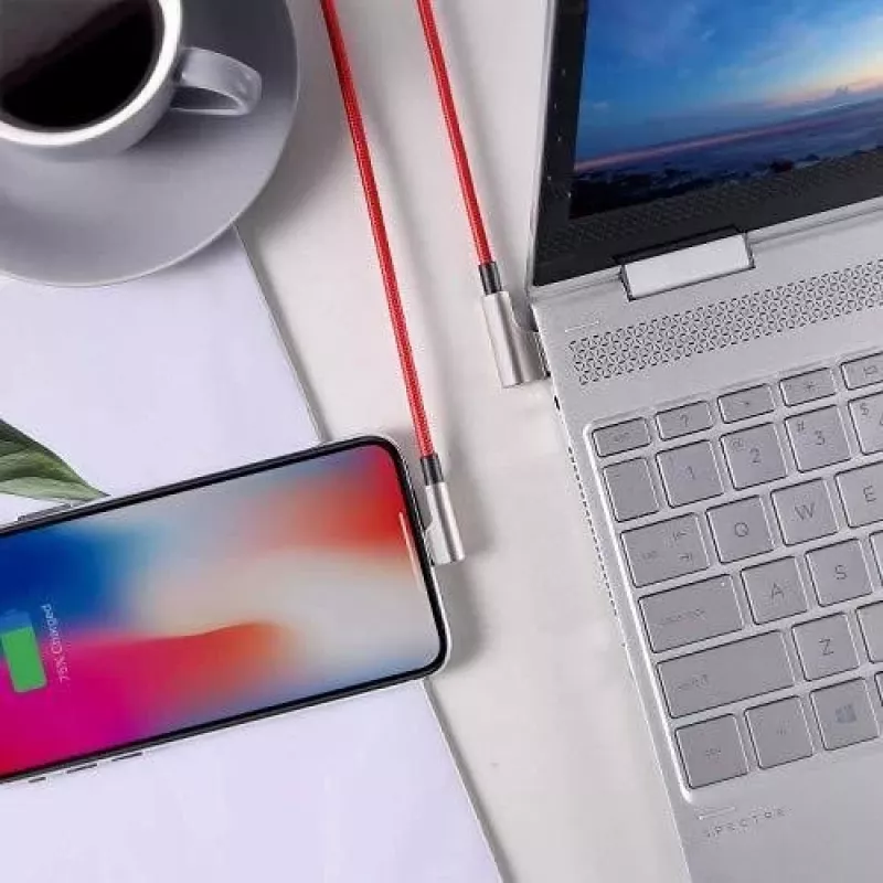 USB į Lightning kabelis Aukey CB-AL01 raudonas — nailono pynimo, „Lightning“ jungtis, skirta „Apple“ įrenginiams