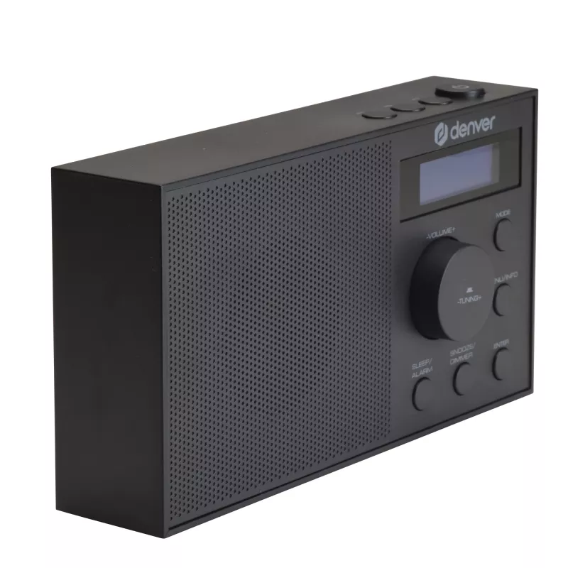 Radijas DENVER DAB-51B — kompaktiškas skaitmeninis DAB+/FM/AM radijas, juodas