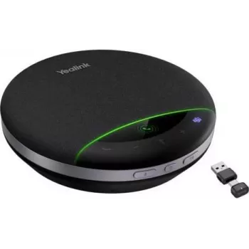 Speakerphone Yealink SP96 su USB-C/A raktu — Yealink SP96 modelis, belaidis ryšys per pridedamą USB-C ir USB-A adapterį