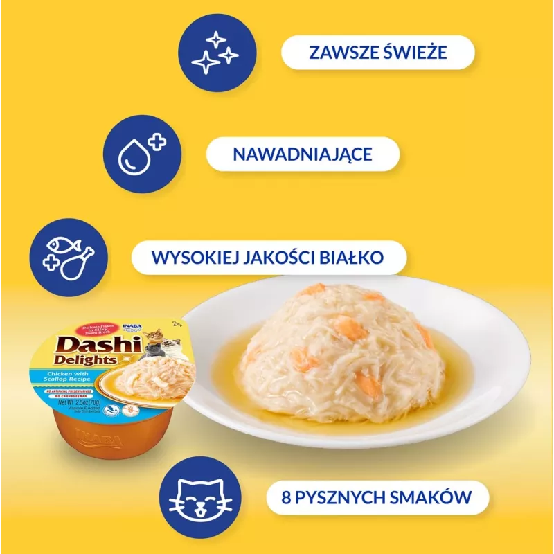 INABA Dashi Delights vištiena su šukutėmis sultinyje - kačių skanėstai - 70g