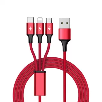 UNITEK C4049RD USB laidas 1,2 m USB A USB C / Micro-USB B / Lightning raudonas