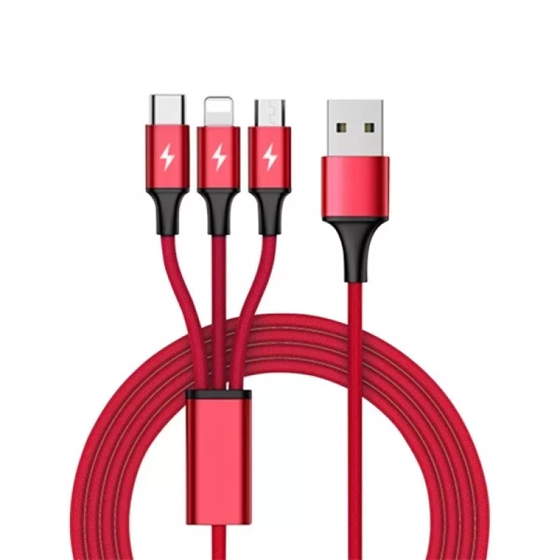 UNITEK C4049RD USB laidas 1,2 m USB A USB C/Micro-USB B/Lightning raudonas