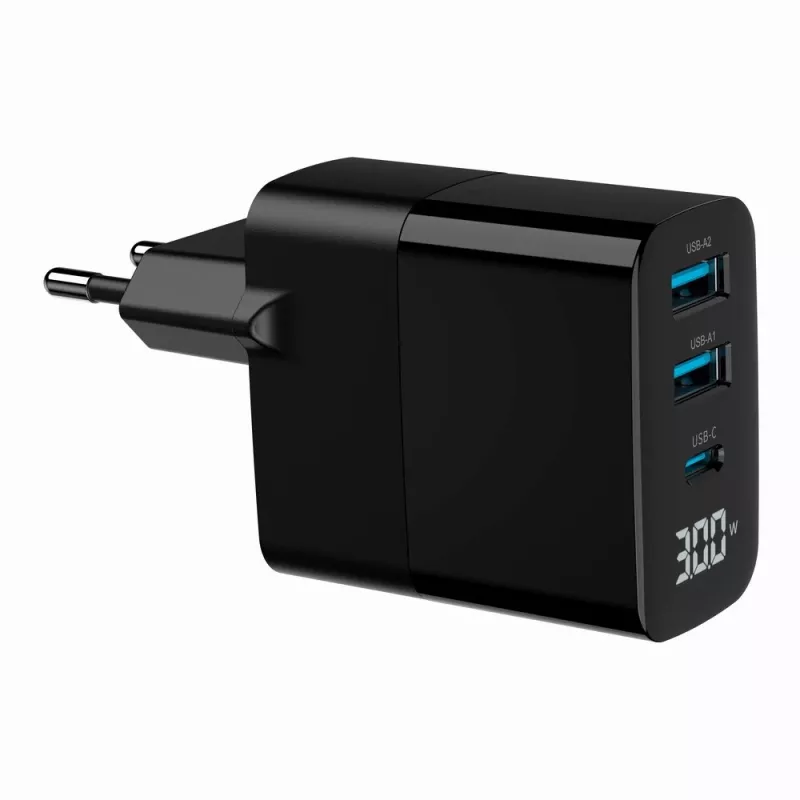Gembird TA-UC-PDQC30LCD-BK-02 mobile device charger Universal Juoda AC Fast charging vidinis