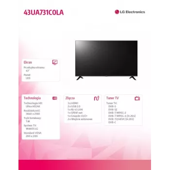 Telewizor LED 43 cale 43UA731C0LA.AEEQ