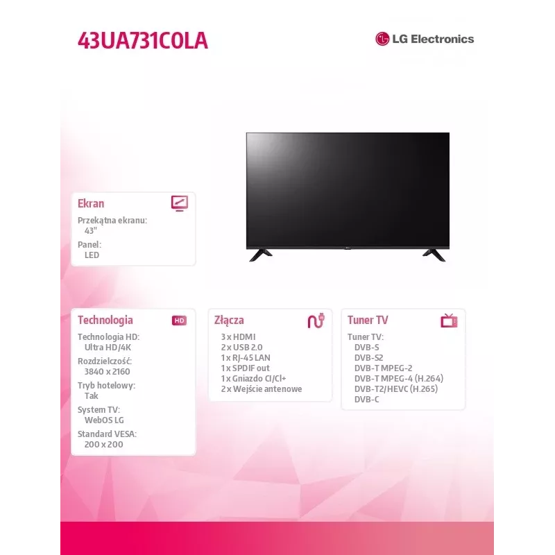 Telewizor LED 43 cale 43UA731C0LA.AEEQ