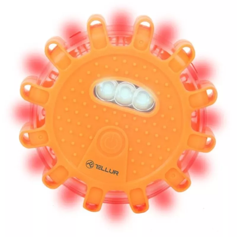 LED avarinis signalas ir žibintuvėlis Tellur TLL441101 — 3×AAA, magnetinis, oranžinis