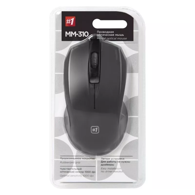 Laidinė optinė pelė DEFENDER MM-310 USB Type-A, 1000 DPI, abiem rankoms tinkama, 2 mygtukai, juoda, 1.35 m laidas