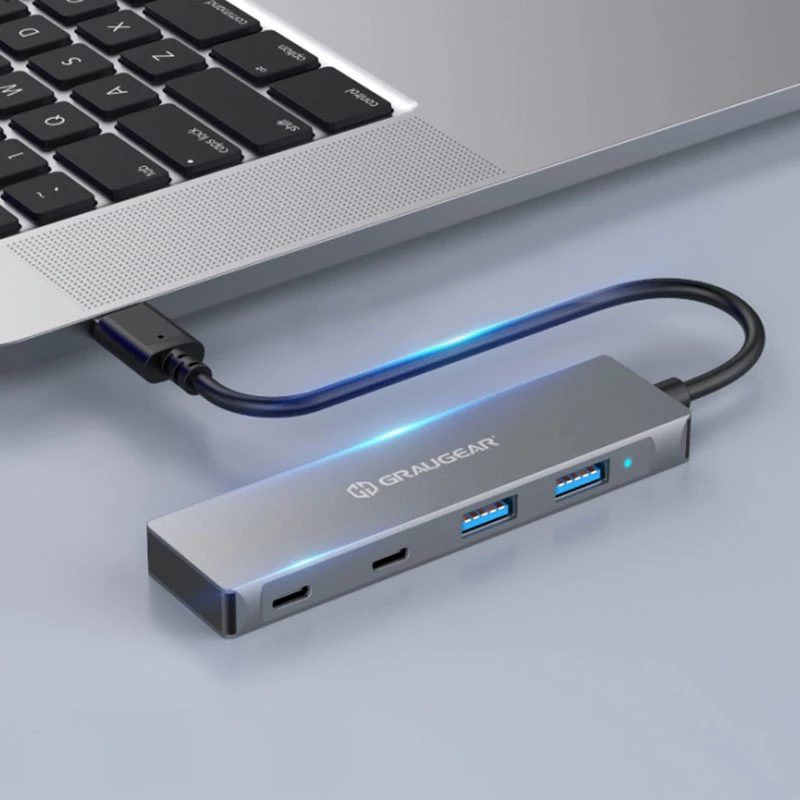 GRAUGEAR G-HUB2A2C-AC sąsajos šakotuvas USB 3.2 Gen 1 (3.1 Gen 1) Type-A + Type-C 5000 Mbit/s Sidabrinis
