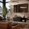 TV spintelė cama meble LIVERTI 150x42x48 cm, juoda medžio drožlių plokštės viršutinė dalis, juodas rėmas