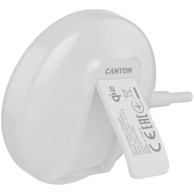 Belaidis įkroviklis CANYON WS-105 15W Qi2 baltas – 15W belaidis įkrovimas, suderinamas su Qi2