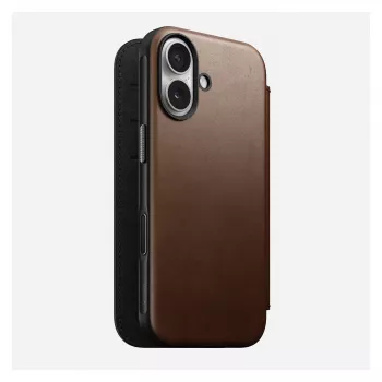 „Folio“ tipo telefono dėklas „Nomad NM014209858“, skirtas „Apple iPhone 17“, 16 cm (6,3 colio), rudas, 4 kortelių kišenės