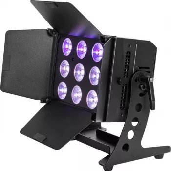 LED par light EUROLITE CLS-9 QCL RGB/WW 9x7W — kompaktiškas sceninis apšvietimas su 9 x 7W RGB/WW šviesos diodais