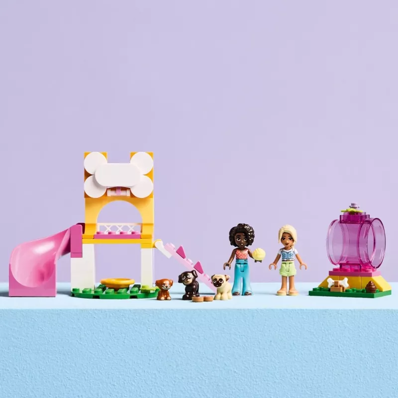 Konstruktorius LEGO Friends Šuniukų žaidimų aikštelės rinkinys 42665, 66 dalys, 2 minifigūrėlės, amžius 4+