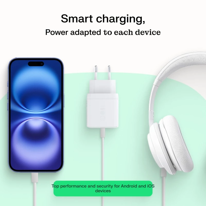 Maitinimo adapteris Green Cell PowerSource Solo30 30 W baltas — USB-C įkroviklis, 30 W išvestis