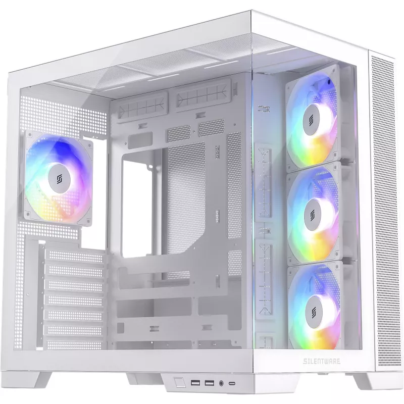 PC korpusas Silentware View A-RGB White VIEWWHITE — midi bokštas su A-RGB apšvietimu, balta apdaila