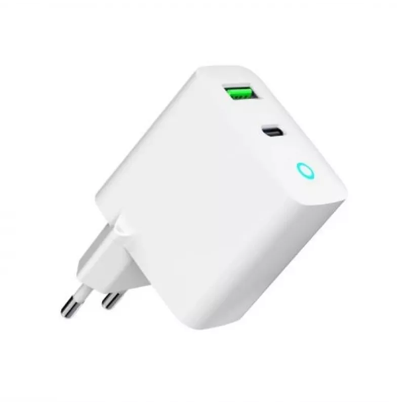 Alimentator Retea 220V GEMBIRD, Universalus, 1 X USB Type-C D 20W, 1 X USB-A 3.0 QC 18W, LED indikatorius, balta